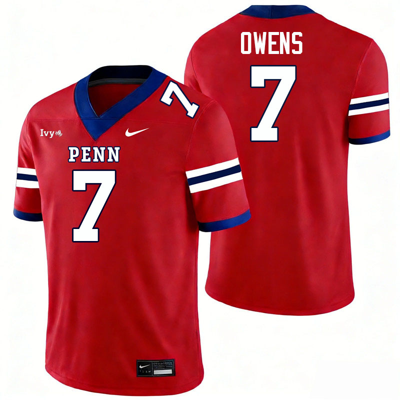 Pennsylvania Quakers #7 Bisi Owens College Football Jerseys,Uniforms Stitched-Red